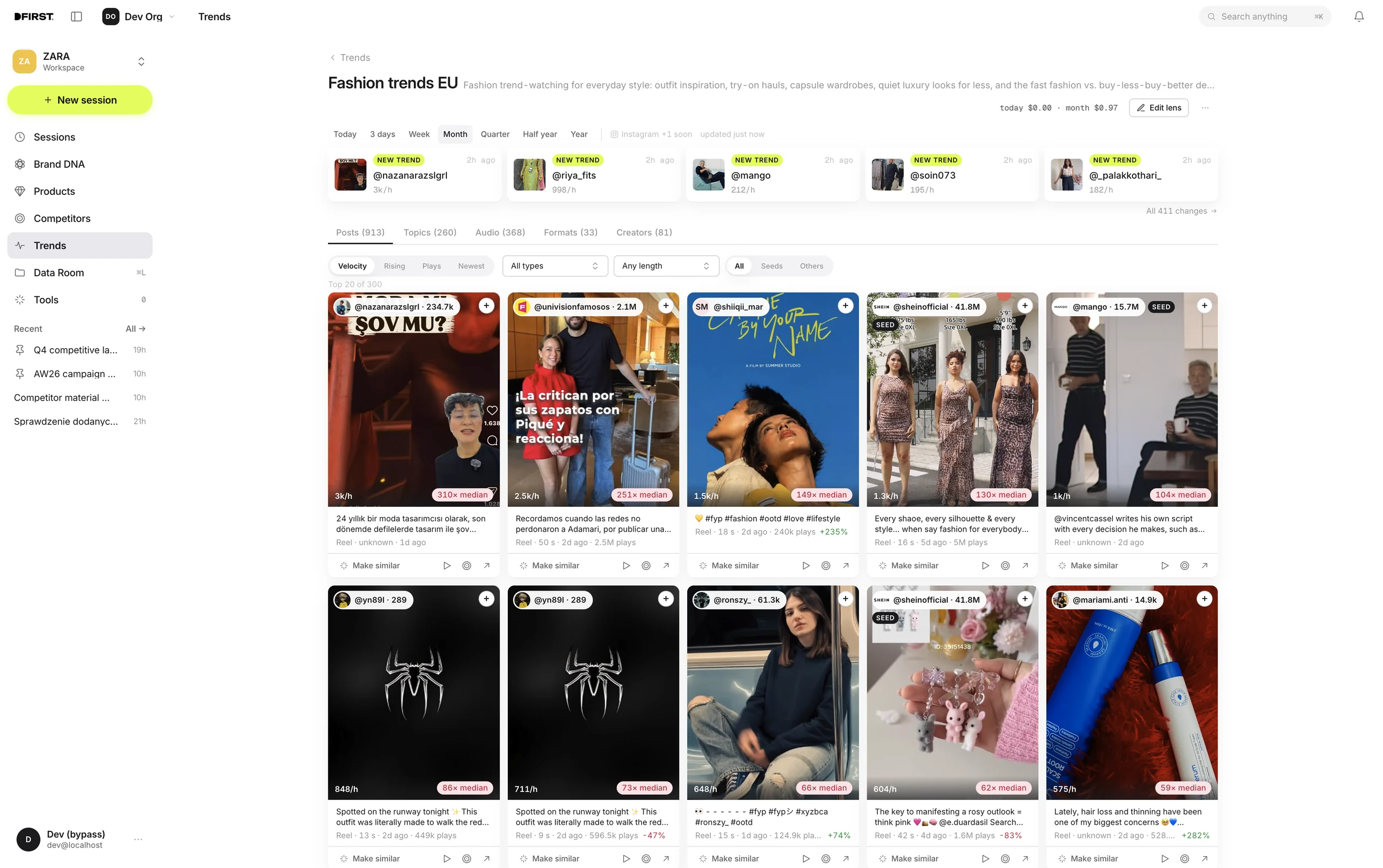 Discover posts gaining attention, with filters and creative examples