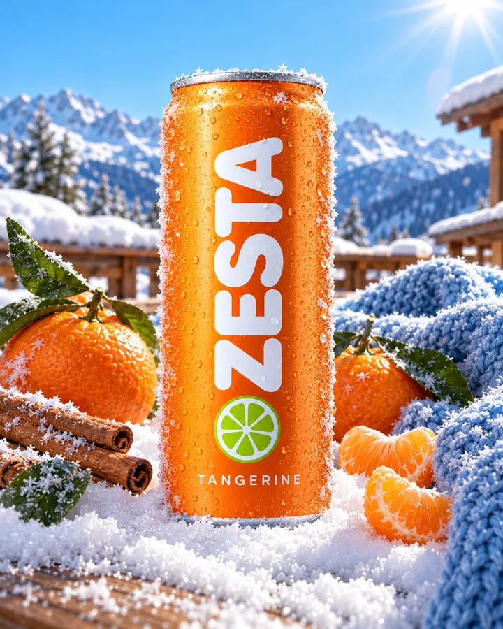 The can in a winter scene