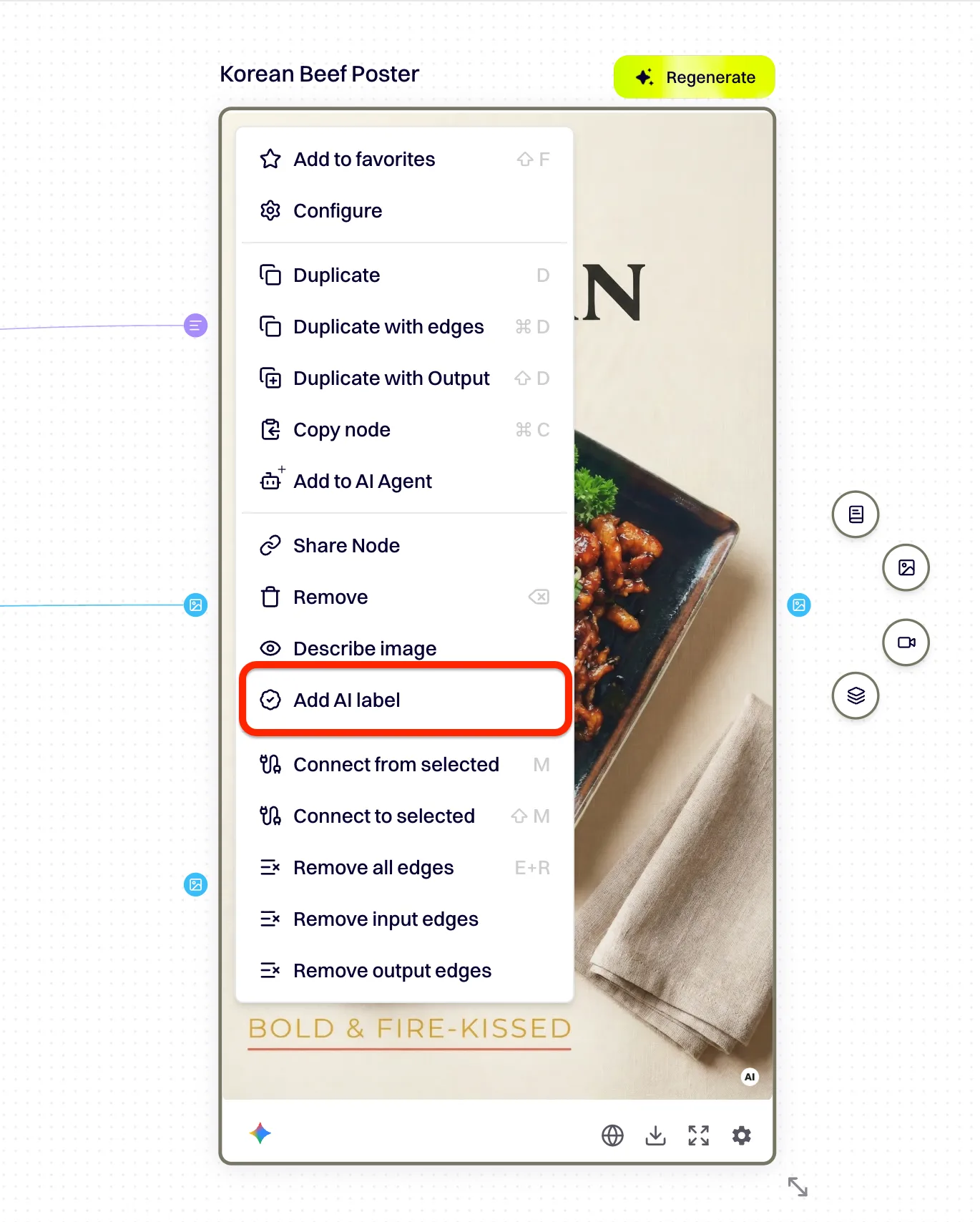 DFIRST context menu for an image with the “Add AI label” option highlighted