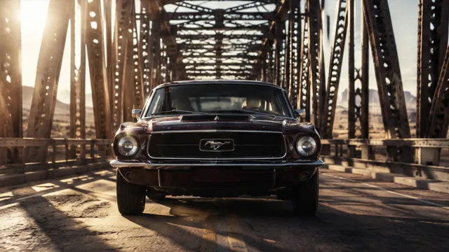 Storyboard frame 1: a vintage muscle car on a desert bridge